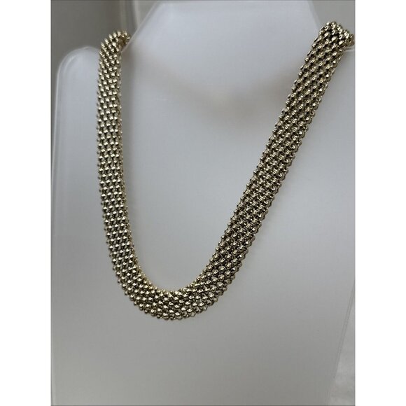 Vintage DSMK STAINLESS STEEL MESH RHINESTONE TOGGLE 19.5" NECKLACE A3 - Picture 2 of 4